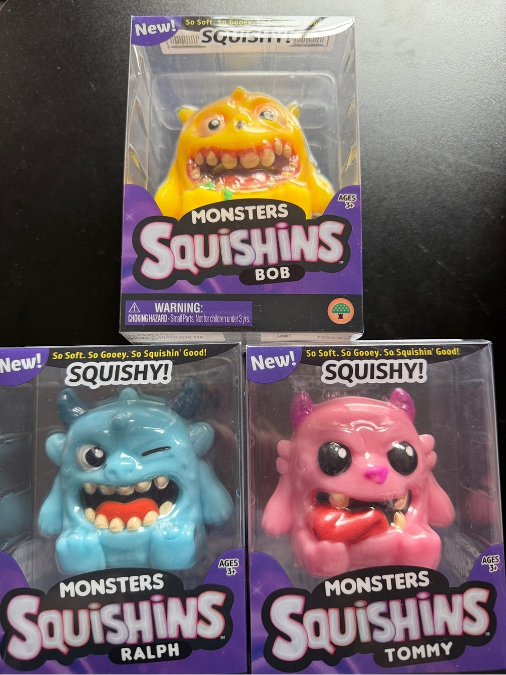 Lot of 3 New Squishins Monster 3D Sensory Squishy Toy Squeeze Tactile Pink Blue